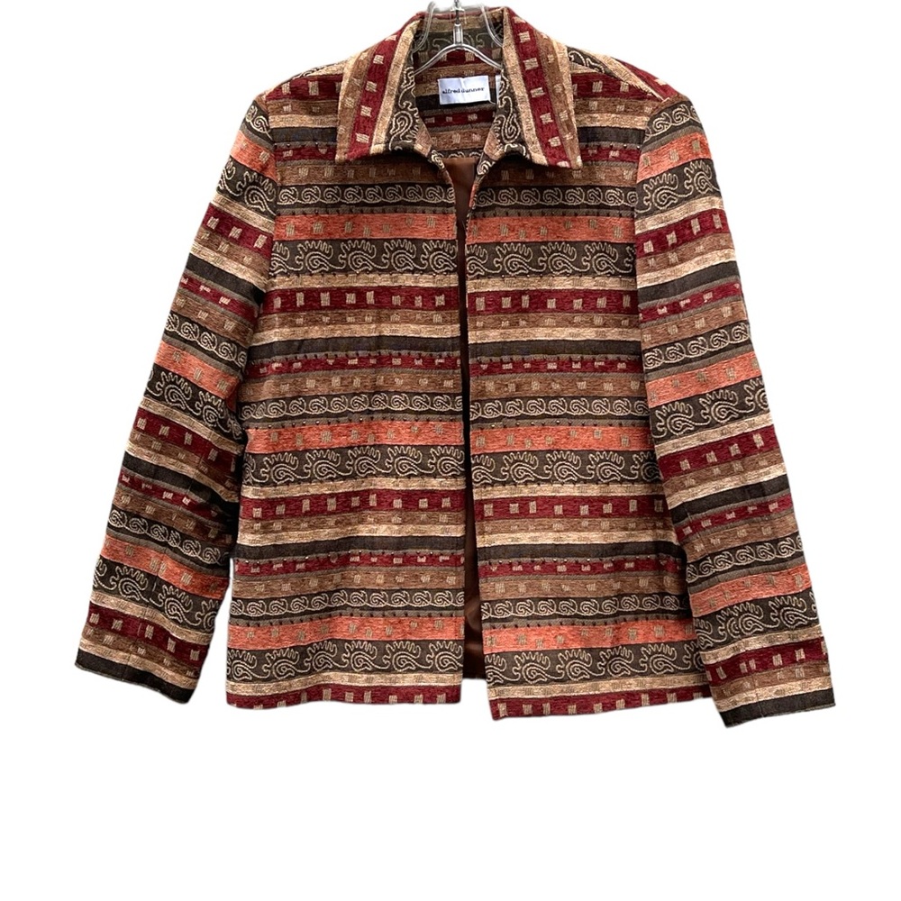 Vintage Alfred Dunner Lined southwestern colors open front jacket top. Size 10